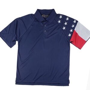 Rock Point |”Allegiance” Patriotic Navy Polo USA American Flag Sleeve|Men: 2XL